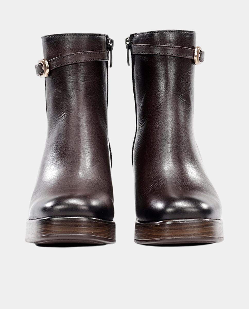 Botas altas de mujer en piel con tacón bloque extra ligero - Fluchos - Marrón chocolate Marrón chocolate-3