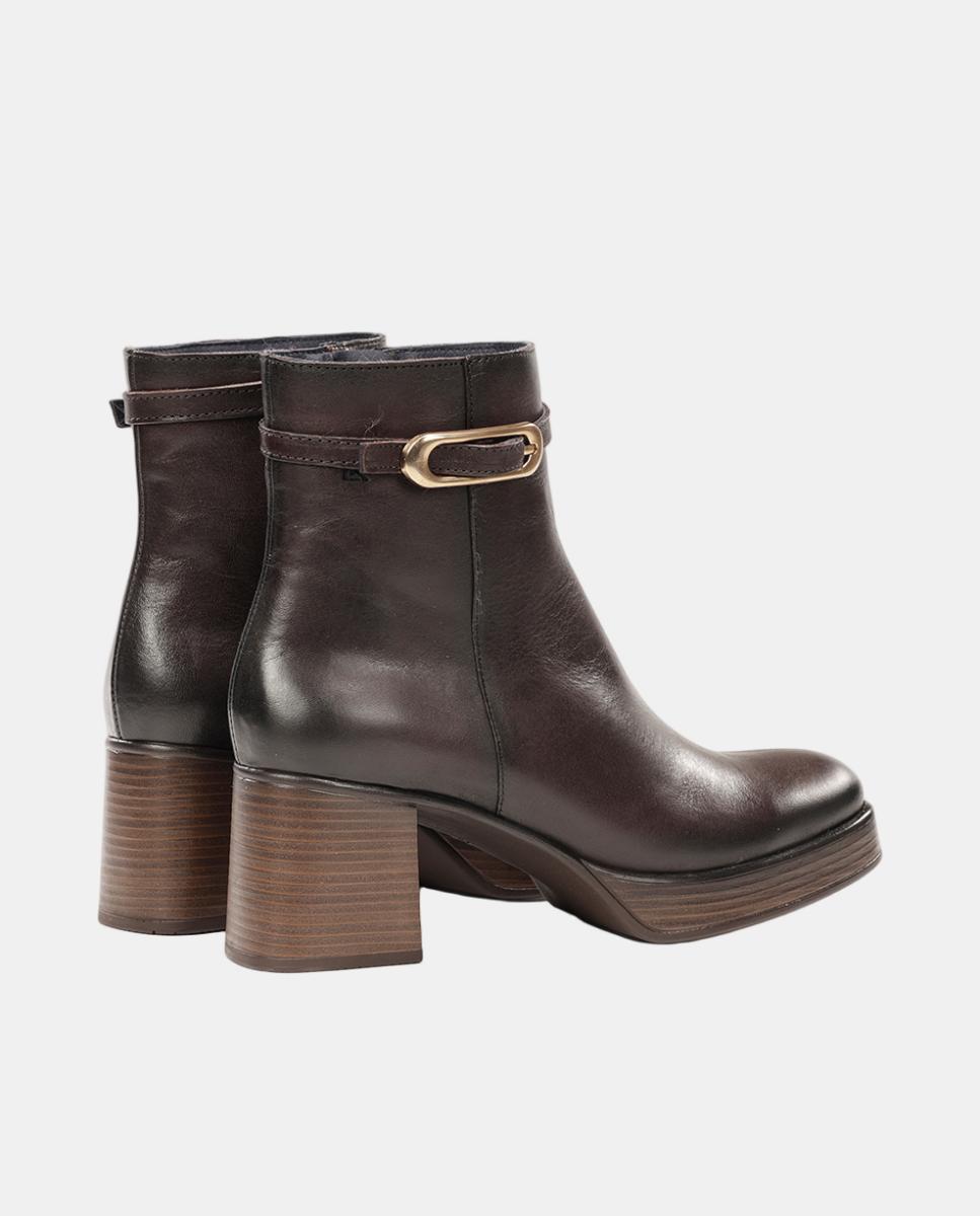 Botas altas de mujer en piel con tacón bloque extra ligero - Fluchos - Marrón chocolate Marrón chocolate-4