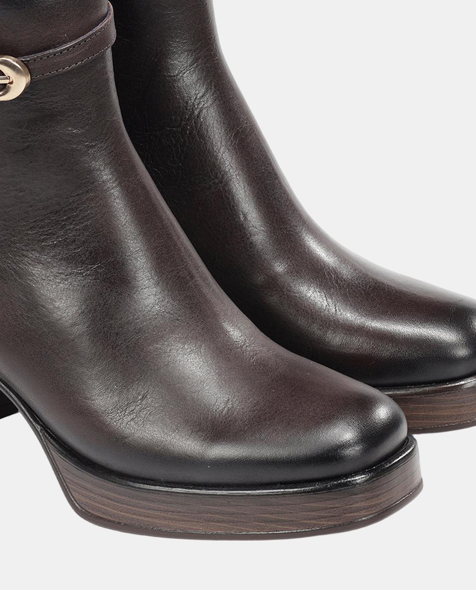 Botas altas de mujer en piel con tacón bloque extra ligero - Fluchos - Marrón chocolate Marrón chocolate-6