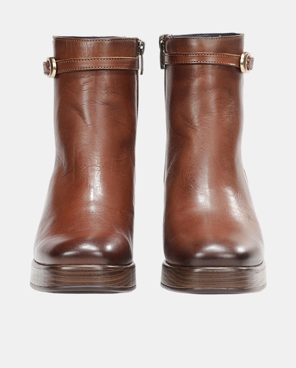 Botines de mujer en piel con tacón bloque extra ligero - Fluchos - Cuero Cuero-3