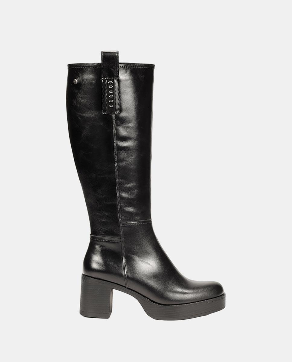 Imagen 0 de Botines de mujer en piel con tacón bloque extra ligero Negro