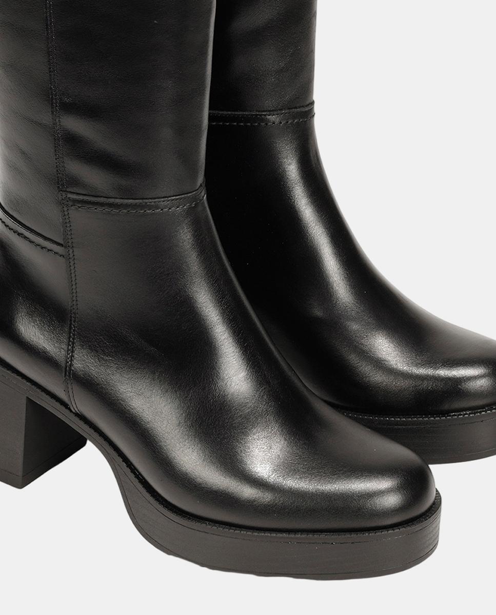 Botines de mujer en piel con tacón bloque extra ligero - Fluchos - Negro Negro-6