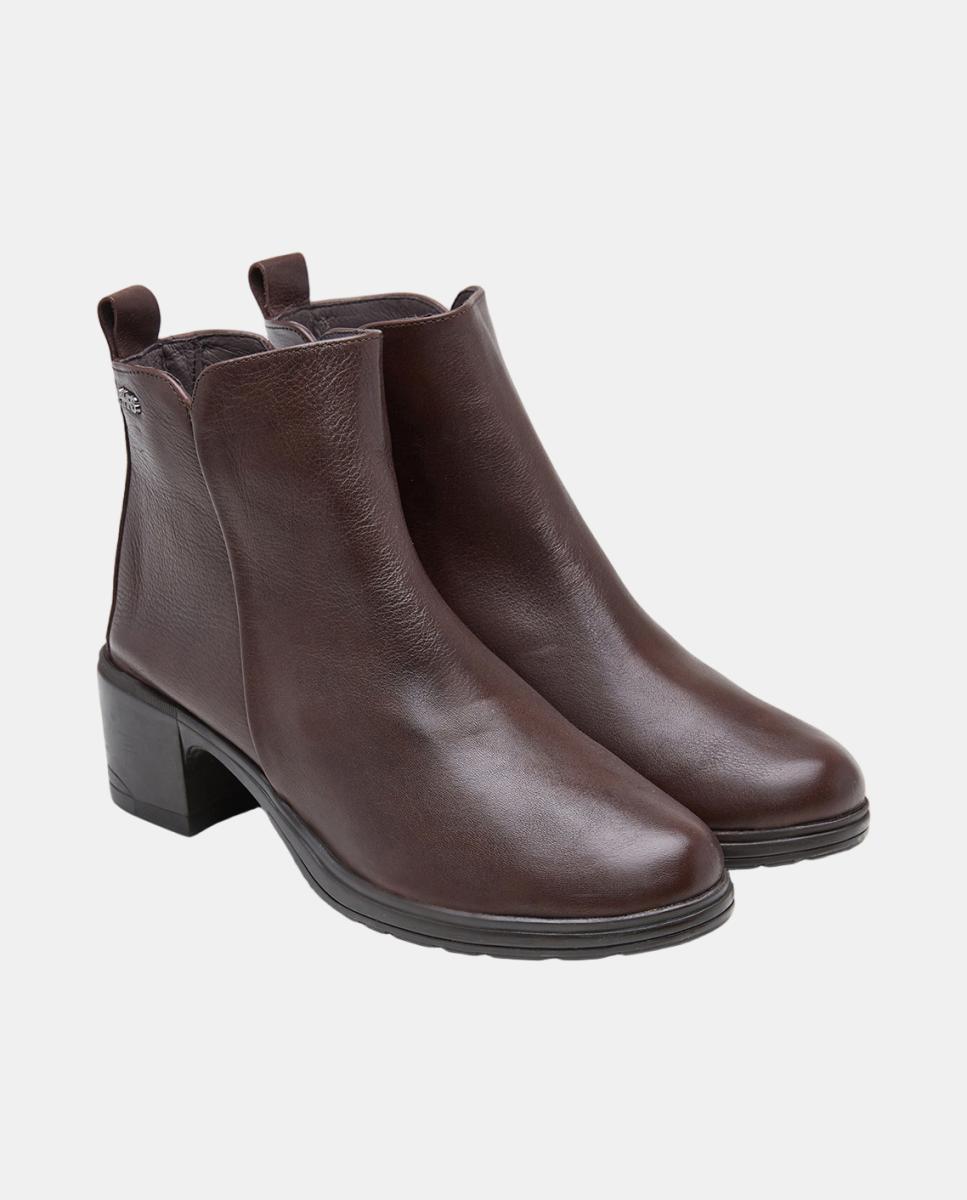 Botins em Napa com Salto de Bloco Castanho-2