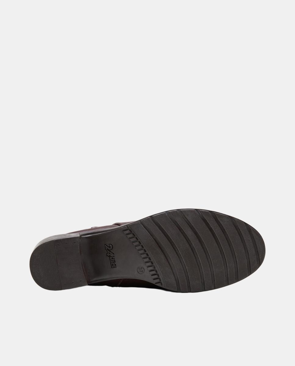Botins em Napa com Salto de Bloco Castanho-4