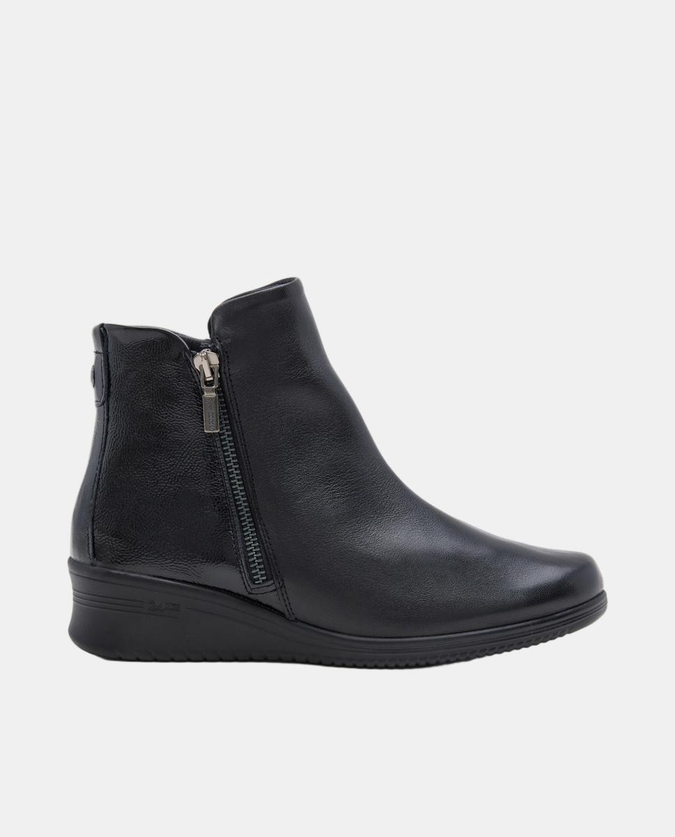 Botín de mujer de cuña en piel y charol - 24HRS - Negro Negro-1
