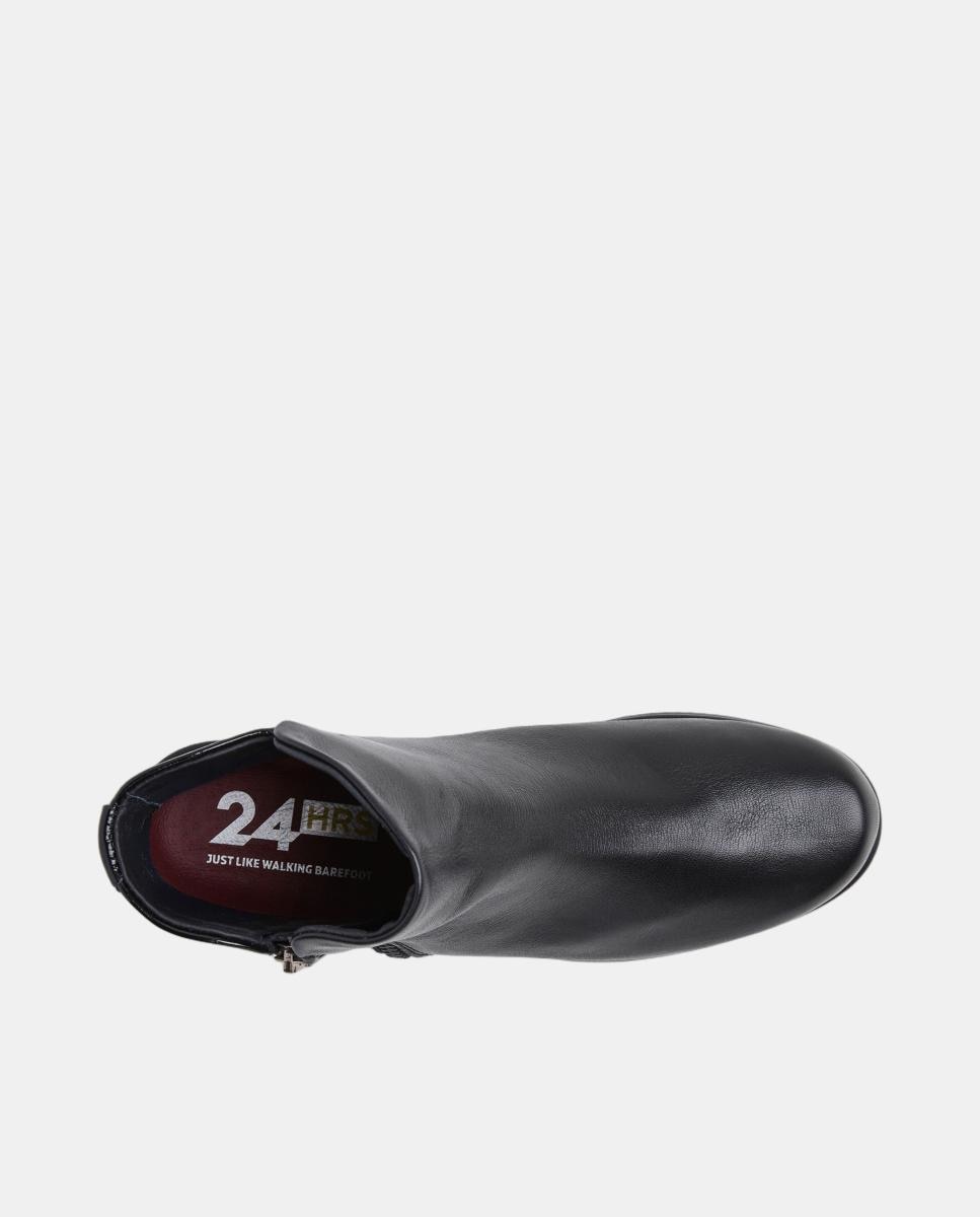 Botín de mujer de cuña en piel y charol - 24HRS - Negro Negro-4