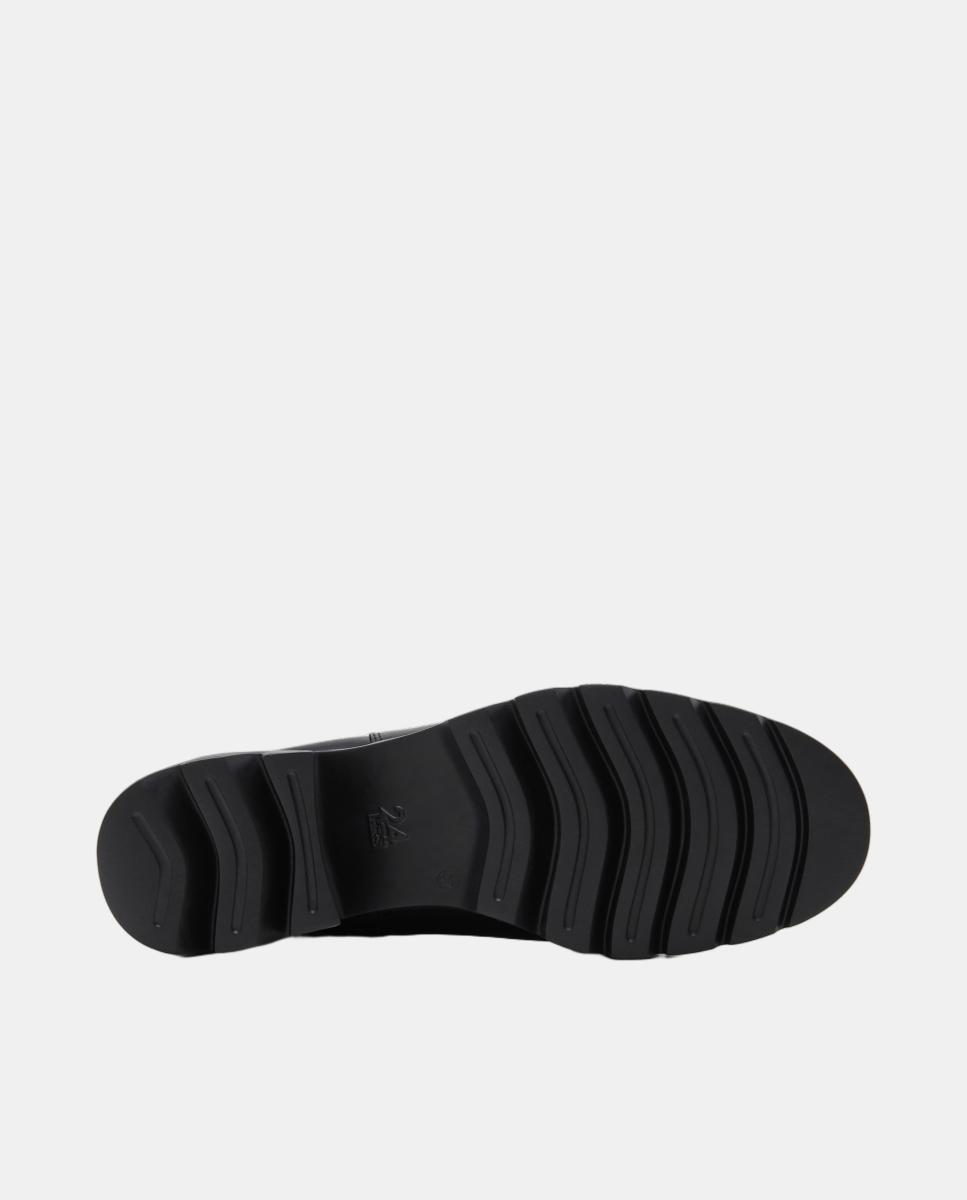 Botins Tipo Chelsea em Pele com Salto de Bloco Preto-4
