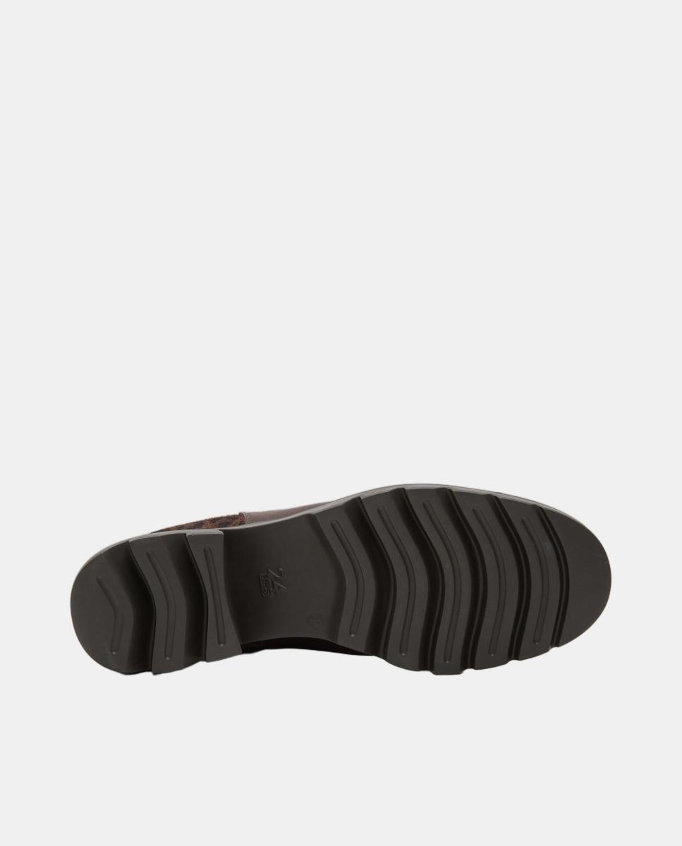 Botins Tipo Chelsea em Pele com Salto de Bloco Castanho-4