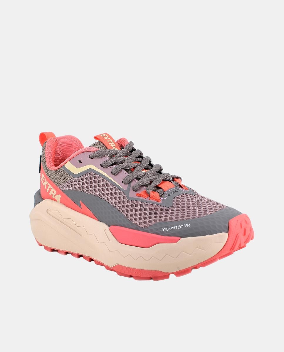 Sapatilhas em Tecido e PU com Forro Goretex Invisible Fit e Atacadores Rosa-2