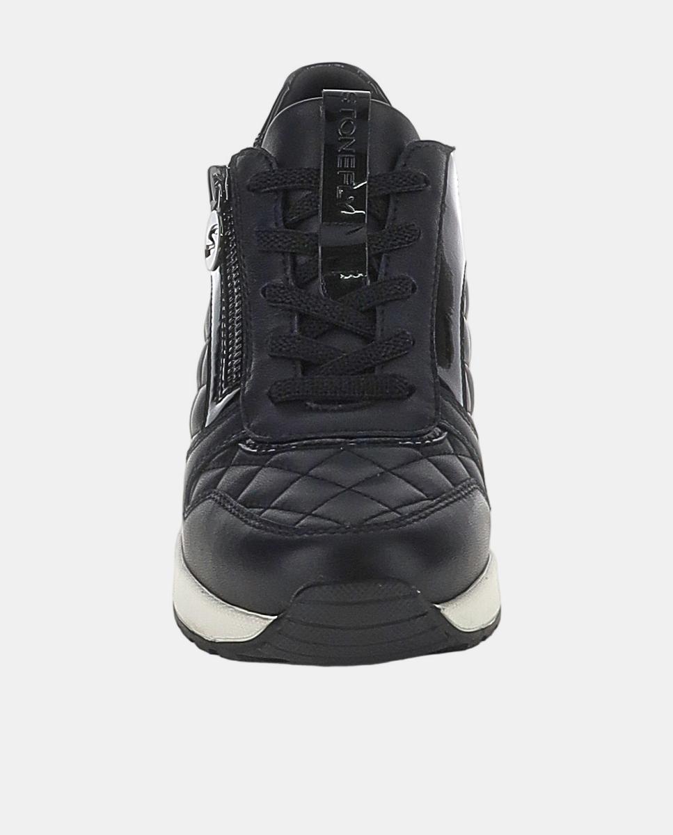 Sapatos de Cunha com Atacadores e Fecho de Correr Preto-4