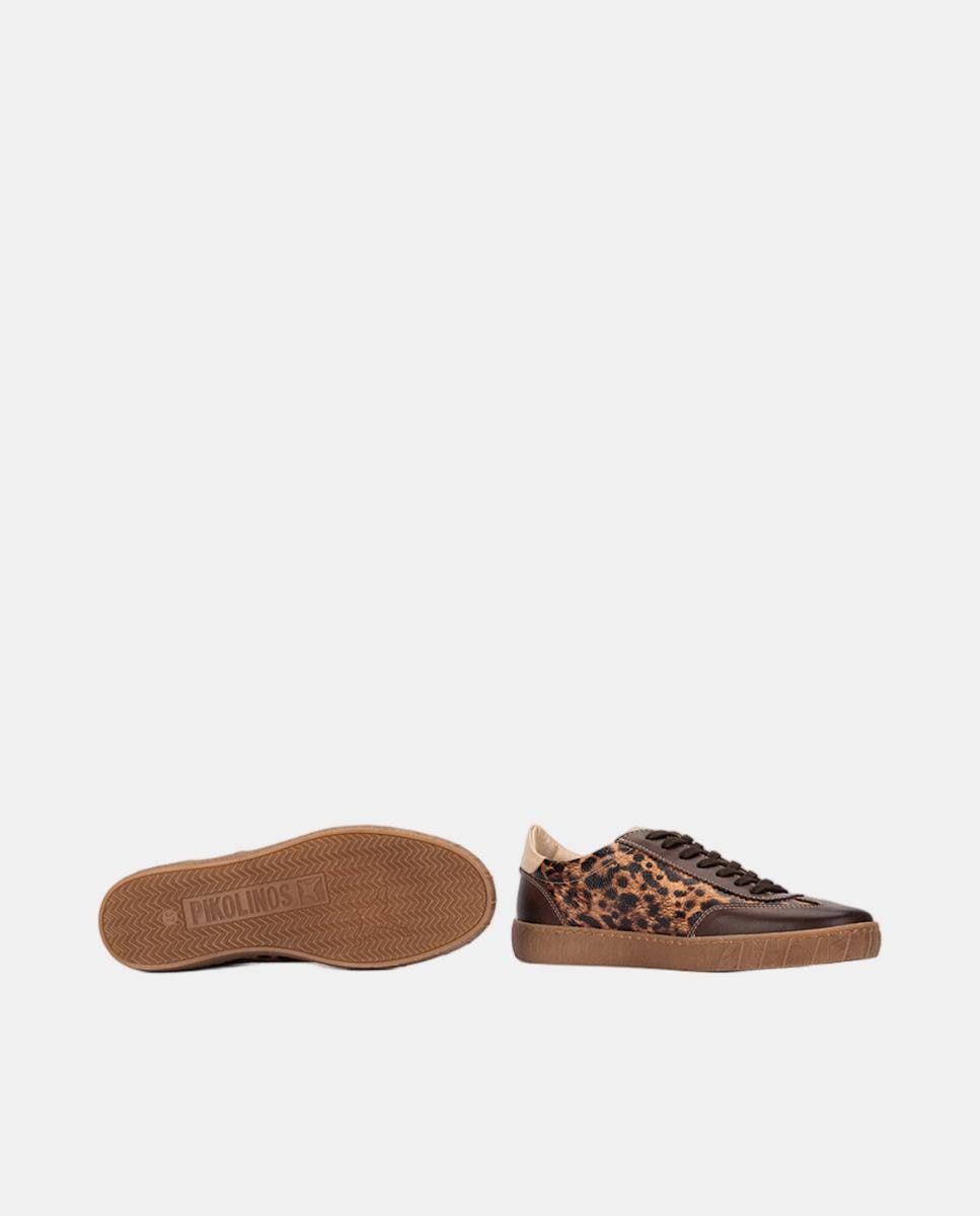 Sapatilhas de Mulher em Pele com Palmilha Memory Foam Amovível - Castanho Castanho-5