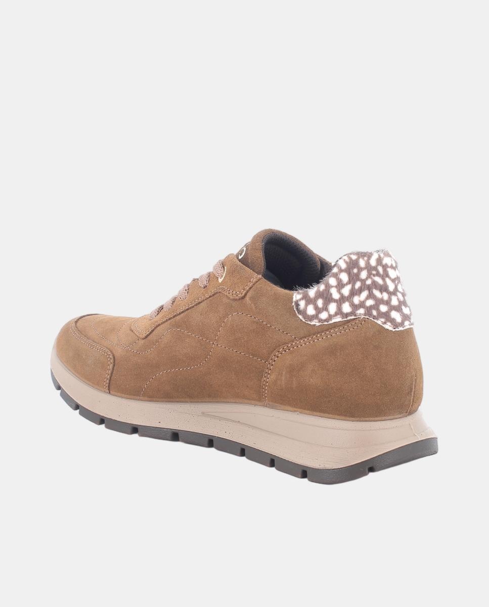 Sapatilhas em Pele com Forro Goretex e Fecho de Atacadores Castanho caramelo-3