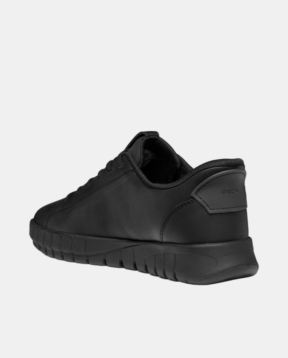 Sapatilhas de mulher em pele e calce fast-in Preto-3