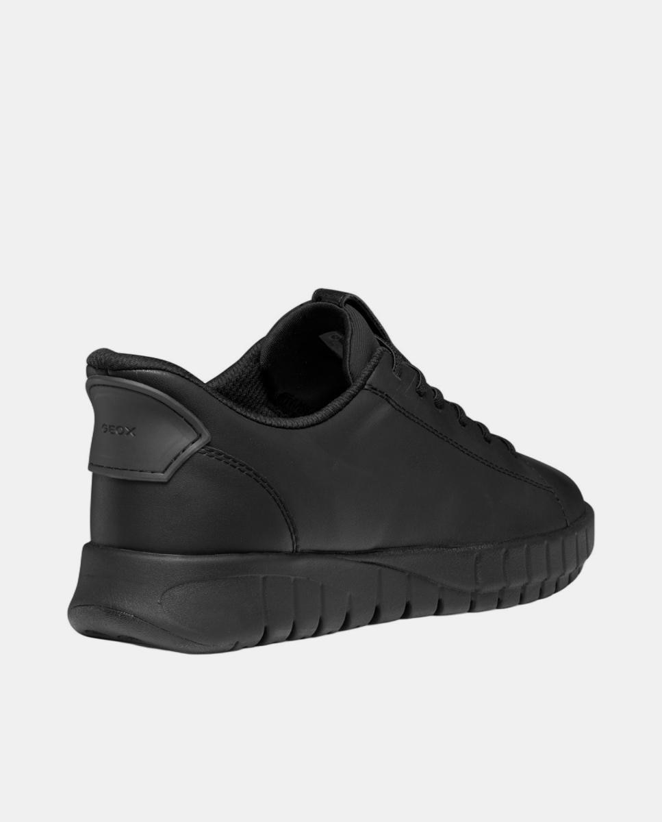 Sapatilhas de mulher em pele e calce fast-in Preto-4