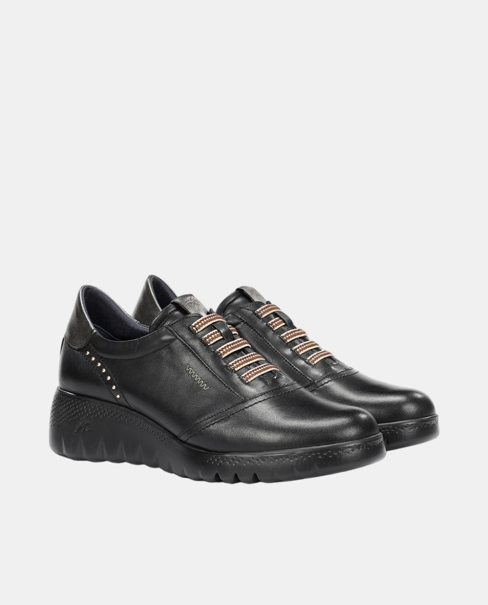 Sapatos em Pele com Fecho de Elásticos Preto-2