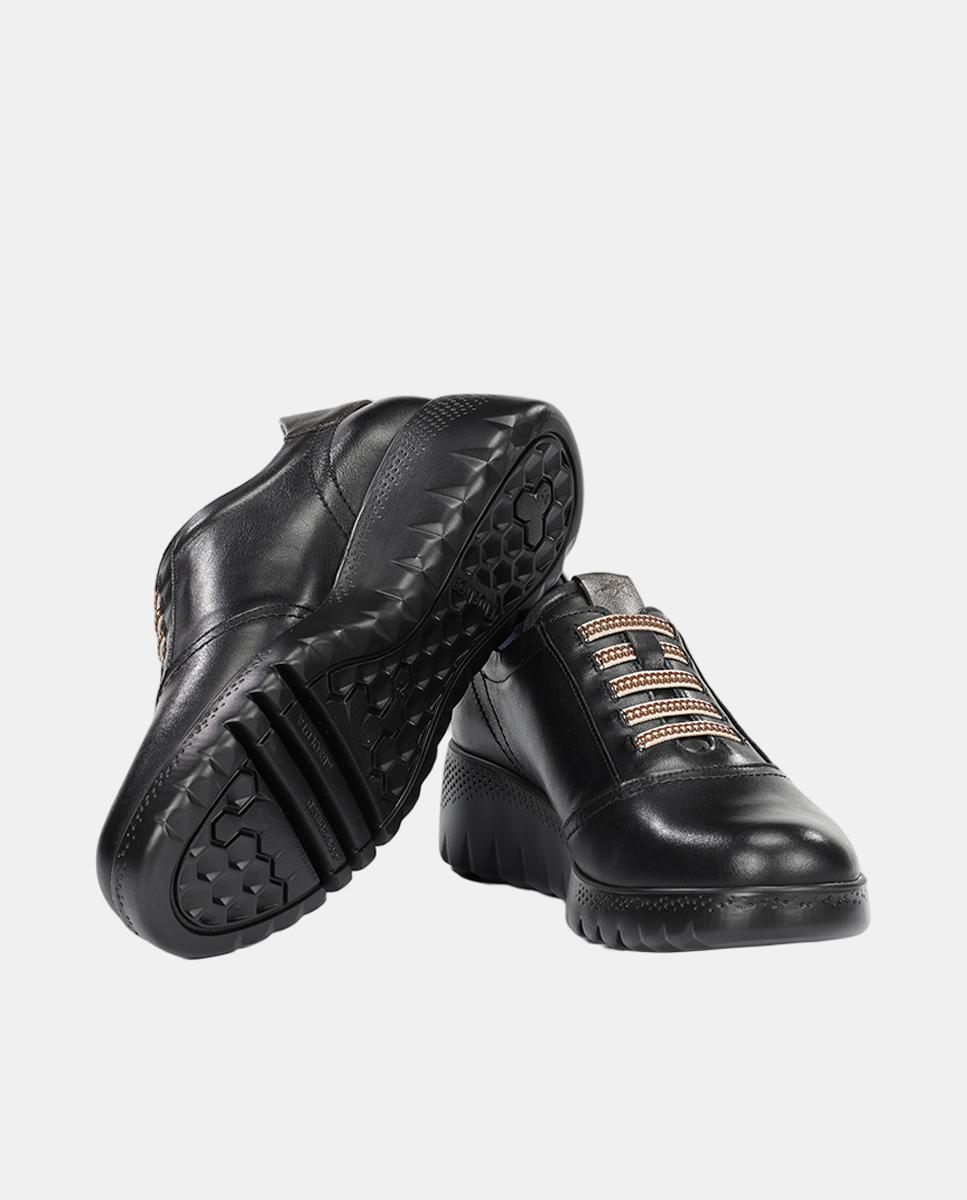 Sapatos em Pele com Fecho de Elásticos Preto-4