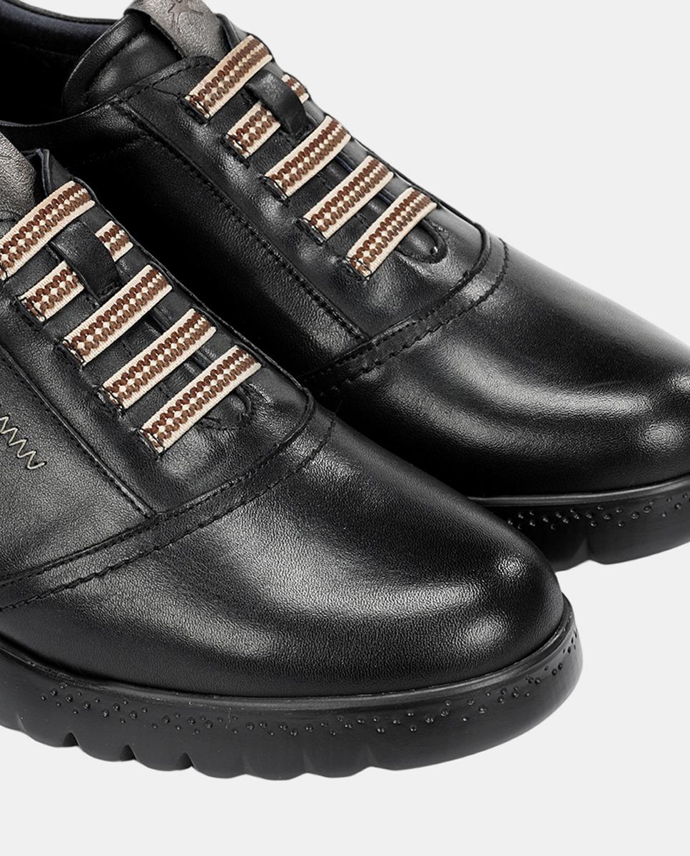 Sapatos em Pele com Fecho de Elásticos Preto-6