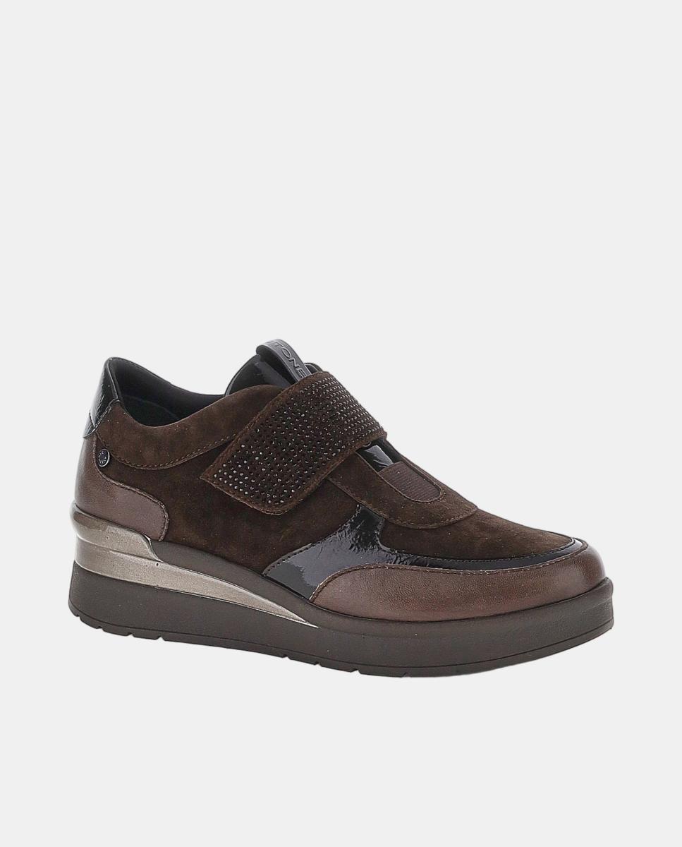 Sapatos com Tira Aderente Castanho-escuro-2