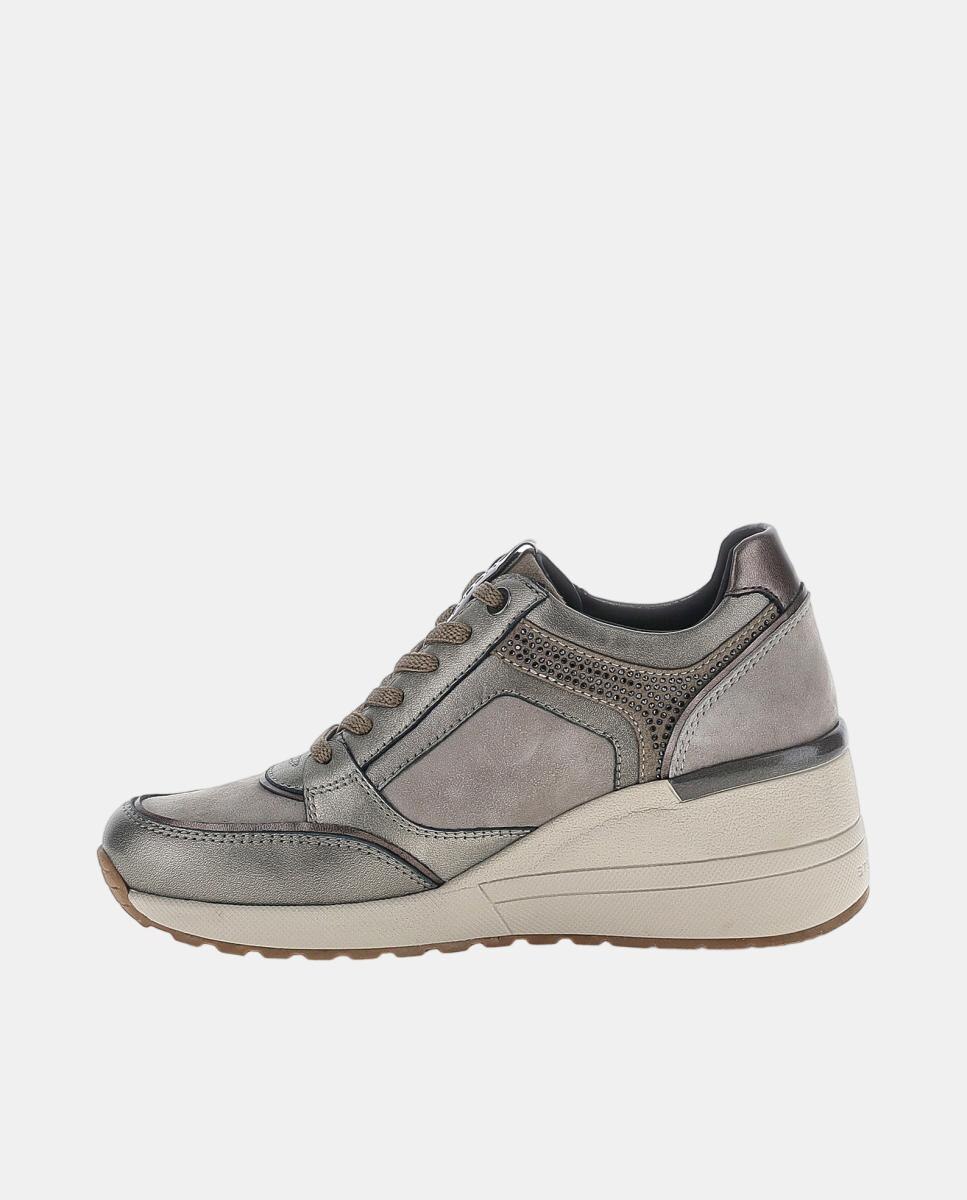 Zapato de mujer con cuña, cordones y cremallera - Stonefly - Gris oscuro Gris oscuro-3