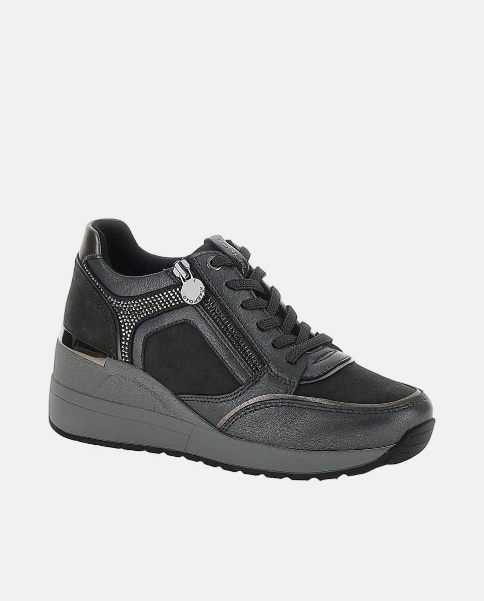 Sapatos com Cunha, Atacadores e Fecho de Correr Cinzento-escuro-2