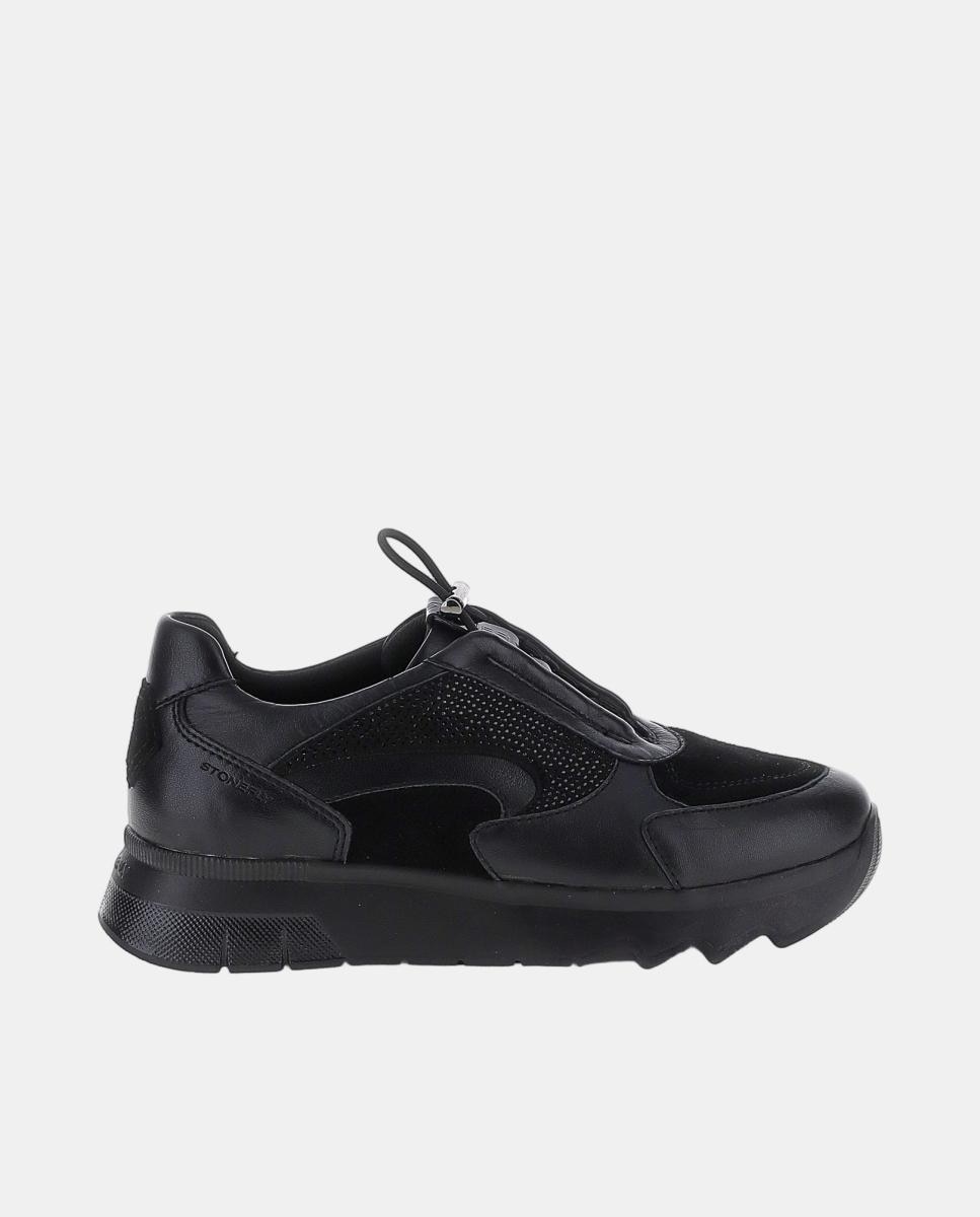 Deportivo de mujer con cordones elásticos y piso dentado - Stonefly - Negro Negro-1