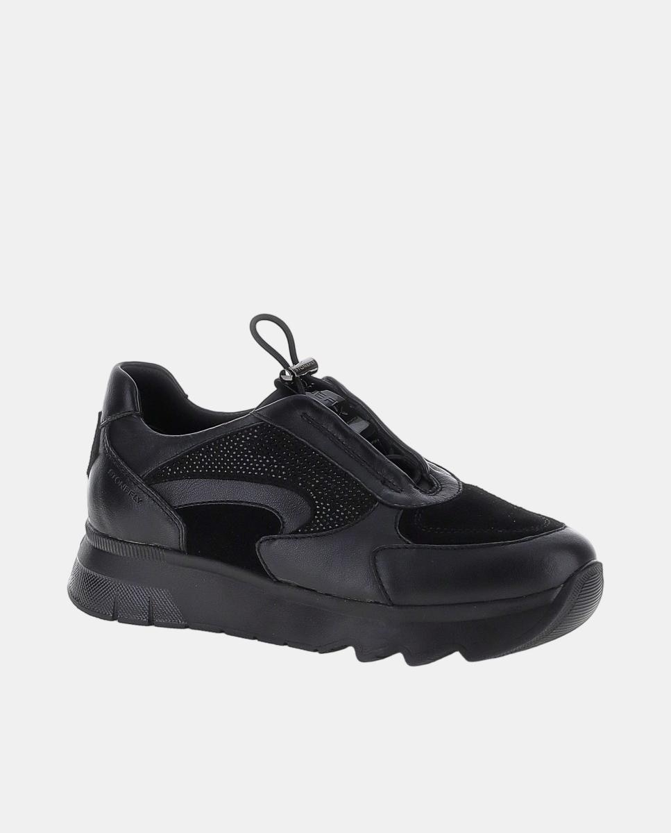 Deportivo de mujer con cordones elásticos y piso dentado - Stonefly - Negro Negro-2