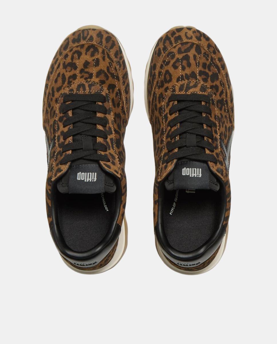 Deportiva de mujer Retro Q ff de piel con estampado de leopardo - FitFlop - Multicolor Multicolor-3