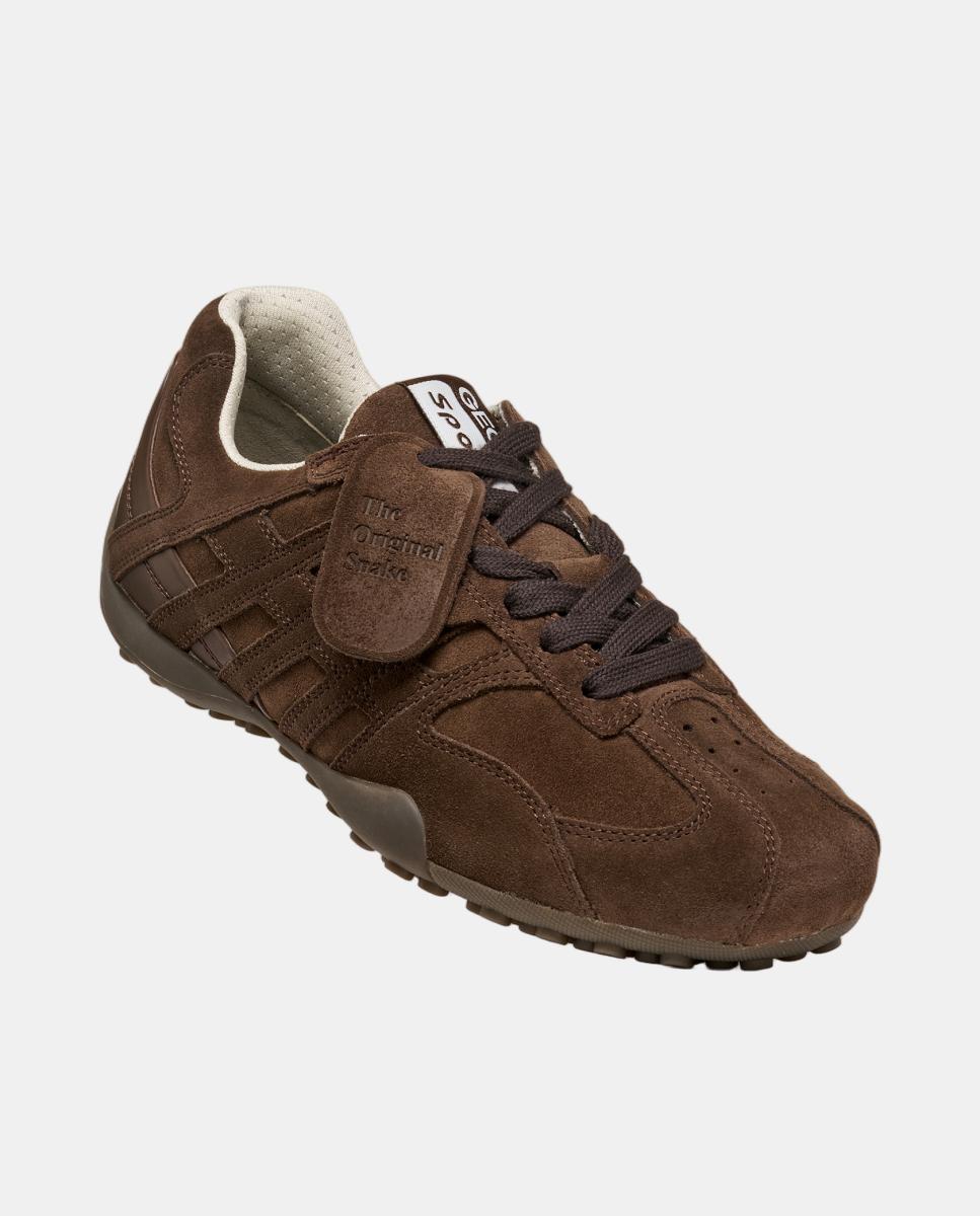Deportiva de mujer en ante con cordones - Geox - Marrón Marrón-3