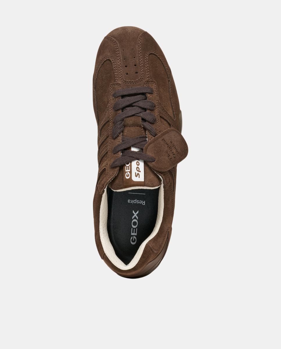Deportiva de mujer en ante con cordones - Geox - Marrón Marrón-4