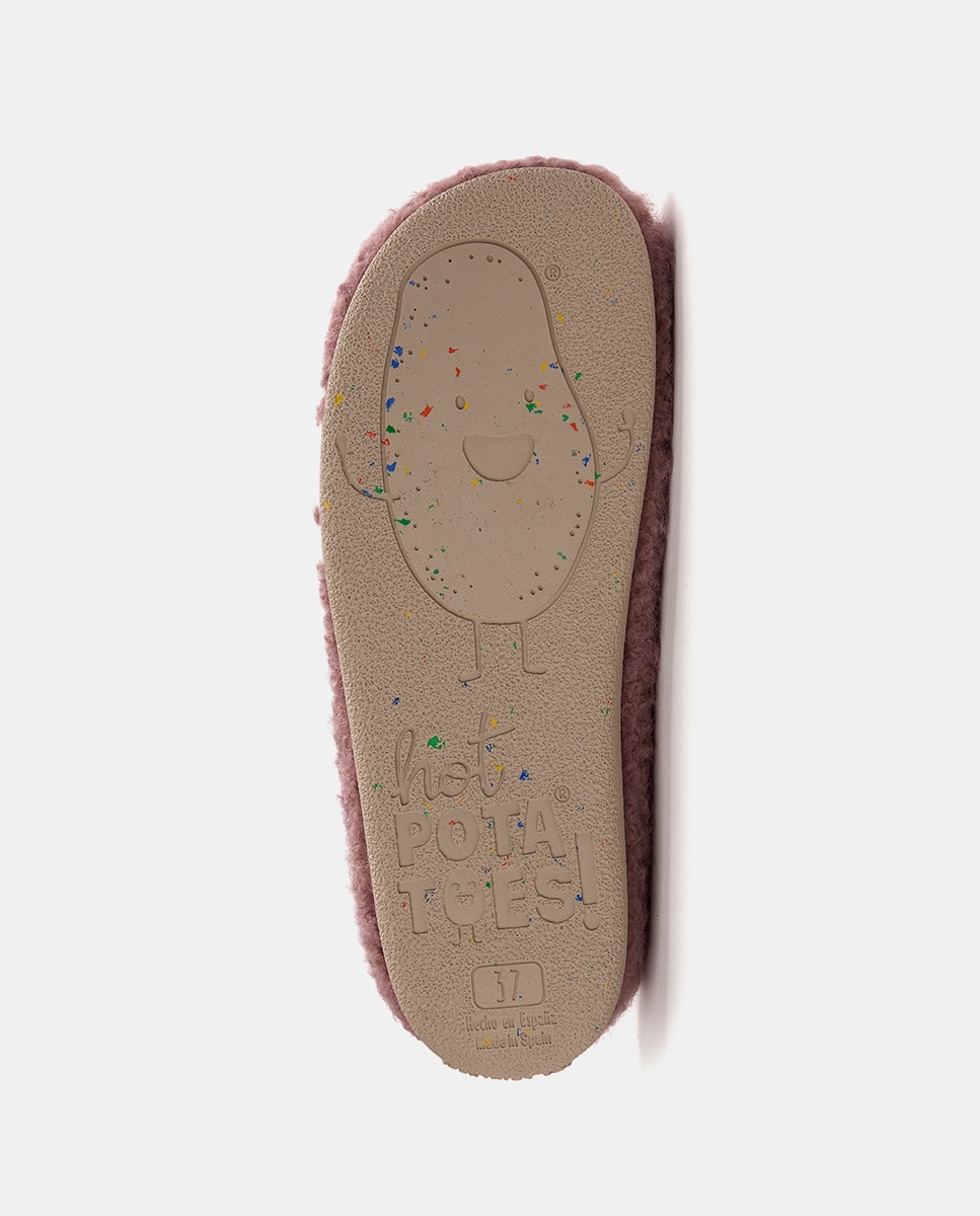 Pantufas com Pelo de Borrego Rosa-2