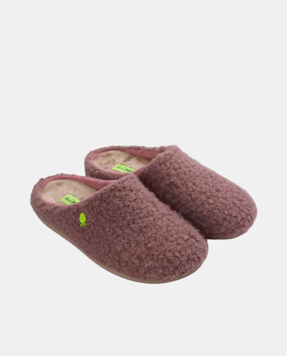 Pantufas com Pelo de Borrego Rosa-3