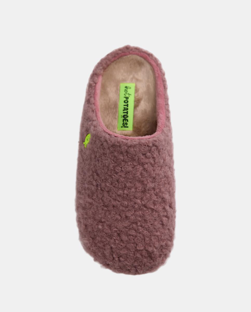 Pantufas com Pelo de Borrego Rosa-4