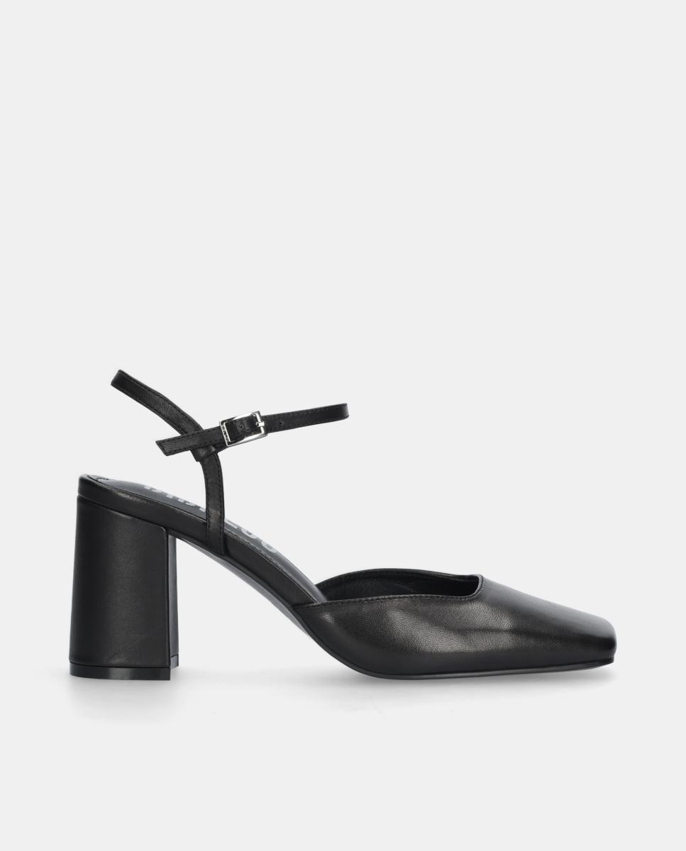 Imagem 0 de Sapatos de Salto em Pele com Salto de Bloco