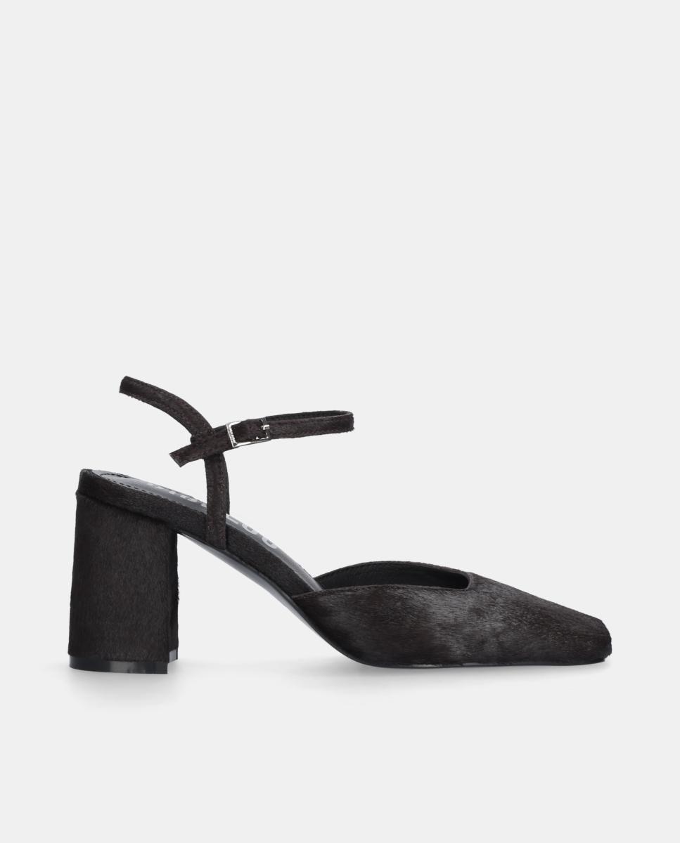Imagem 0 de Sapatos de Salto em Pele com Salto de Bloco