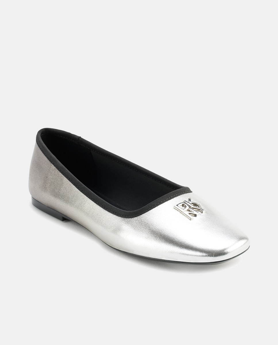Bailarinas de mujer planas con adorno logo marca - DKNY - Plata Plata-2