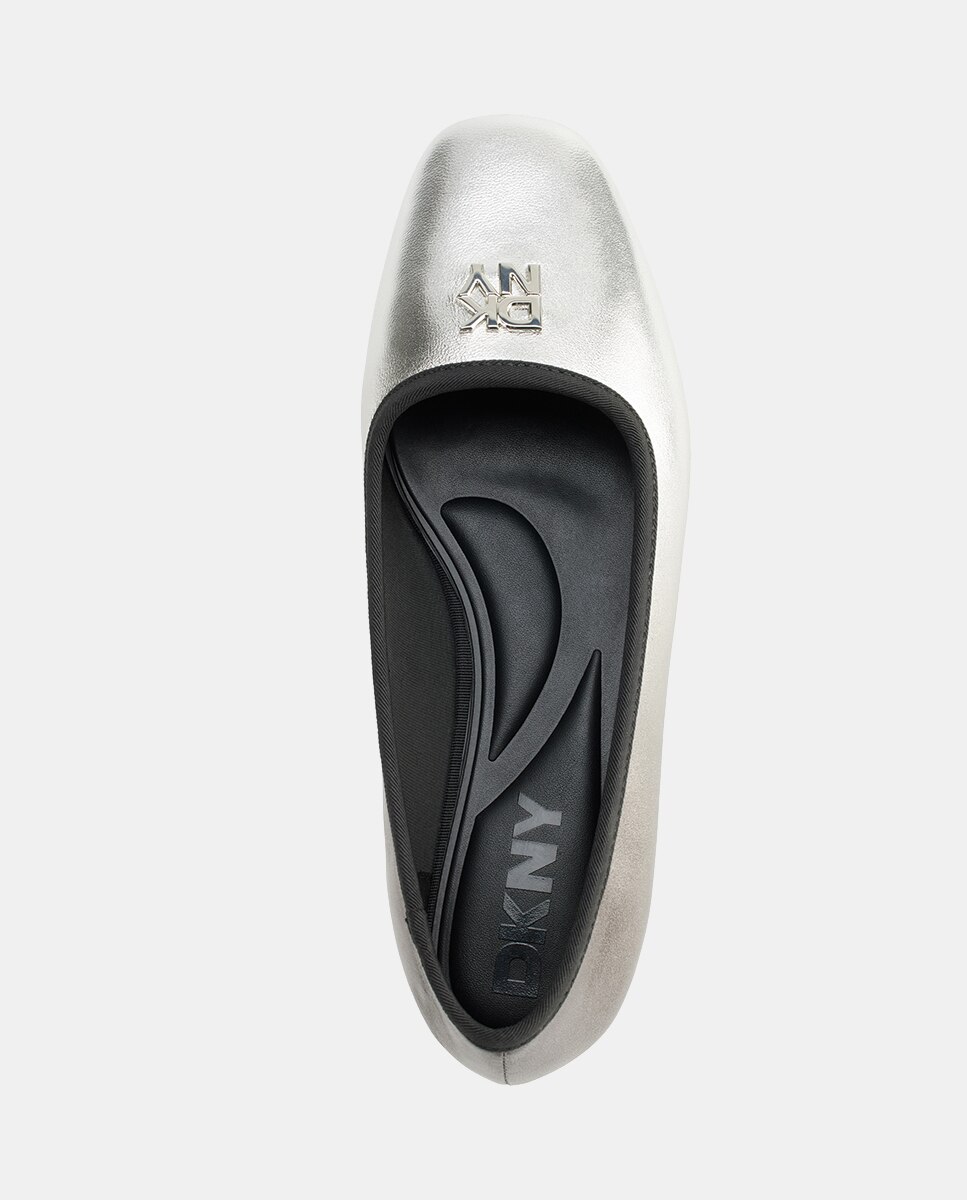 Bailarinas de mujer planas con adorno logo marca - DKNY - Plata Plata-3