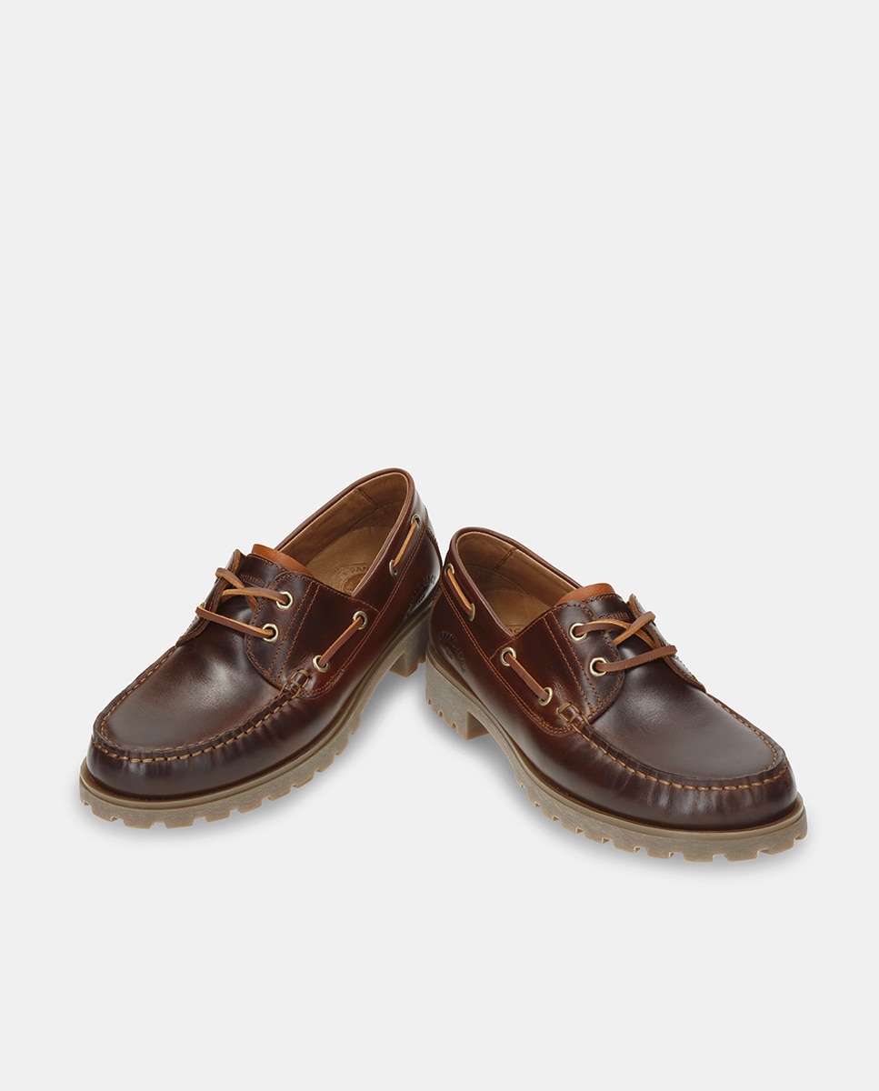 Náuticos em Pele com Forro de Pele Castanho-2