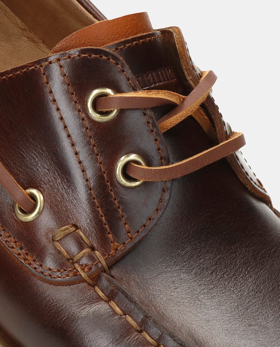 Náuticos em Pele com Forro de Pele Castanho-5