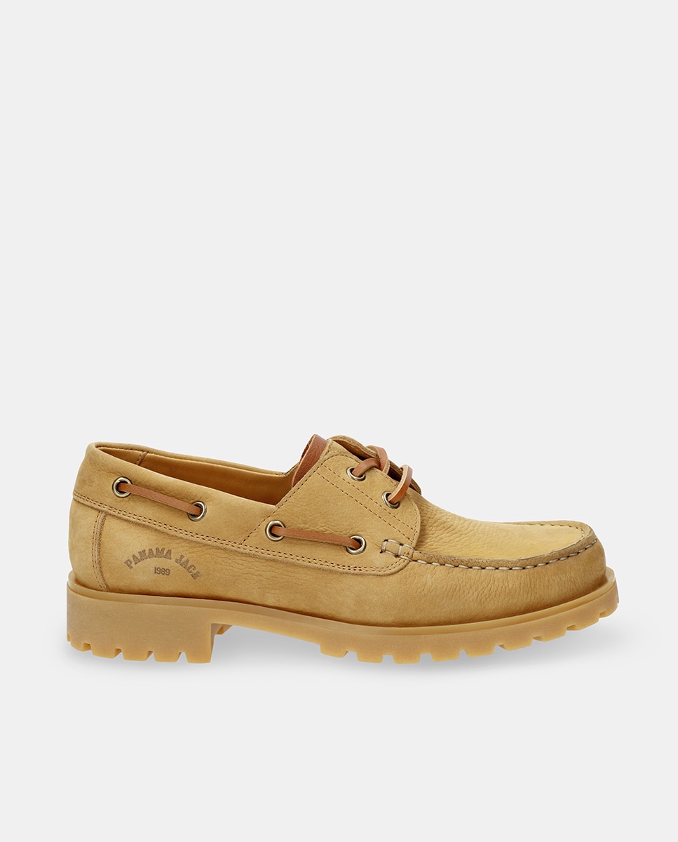Náuticos em Pele com Forro de Pele Amarelo Camel-1