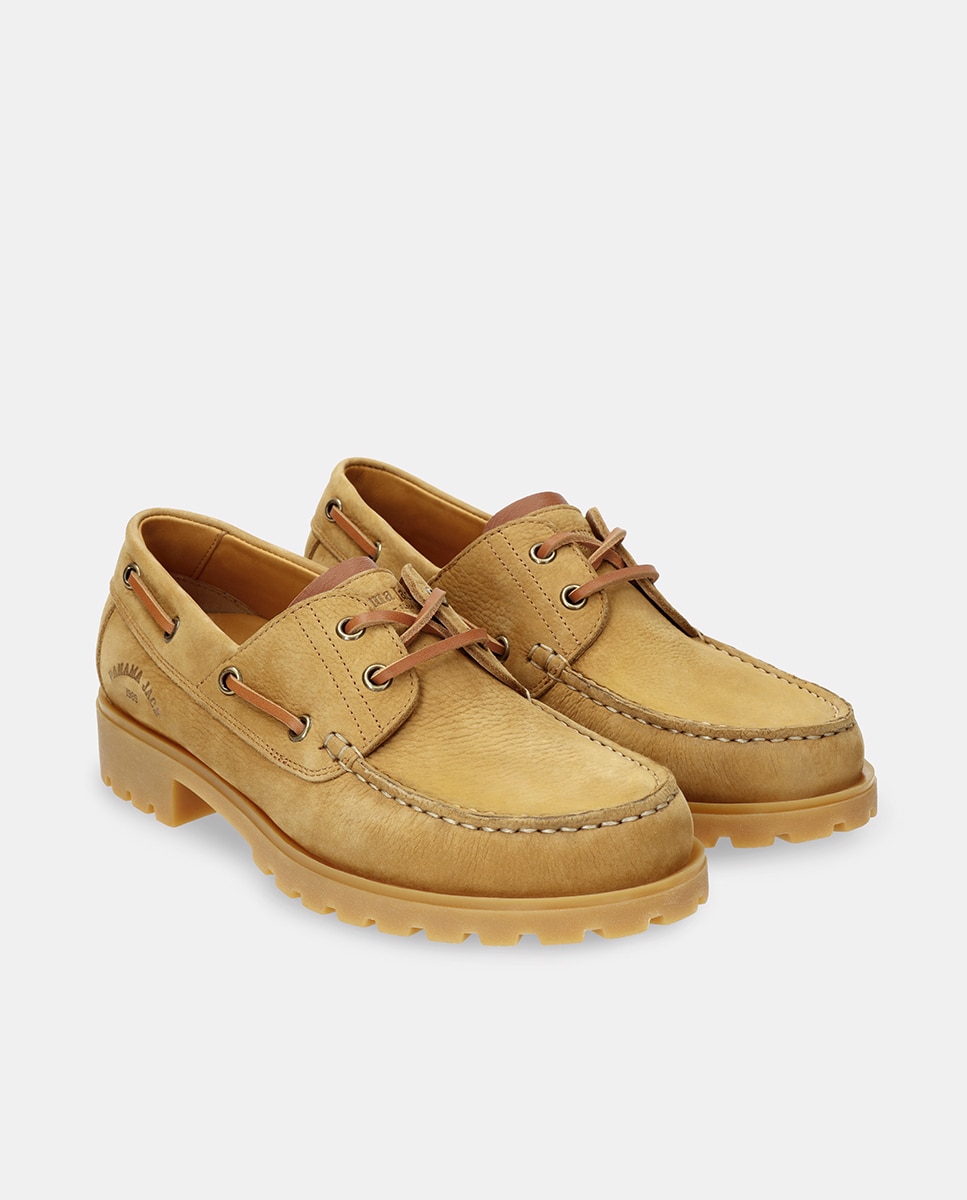 Náuticos em Pele com Forro de Pele Amarelo Camel-4
