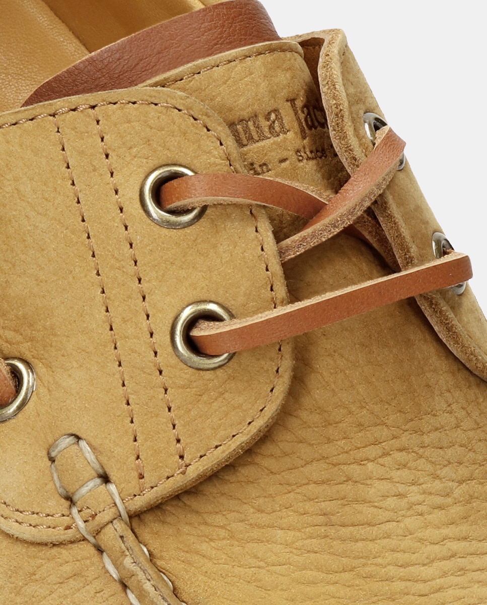 Náuticos em Pele com Forro de Pele Amarelo Camel-5
