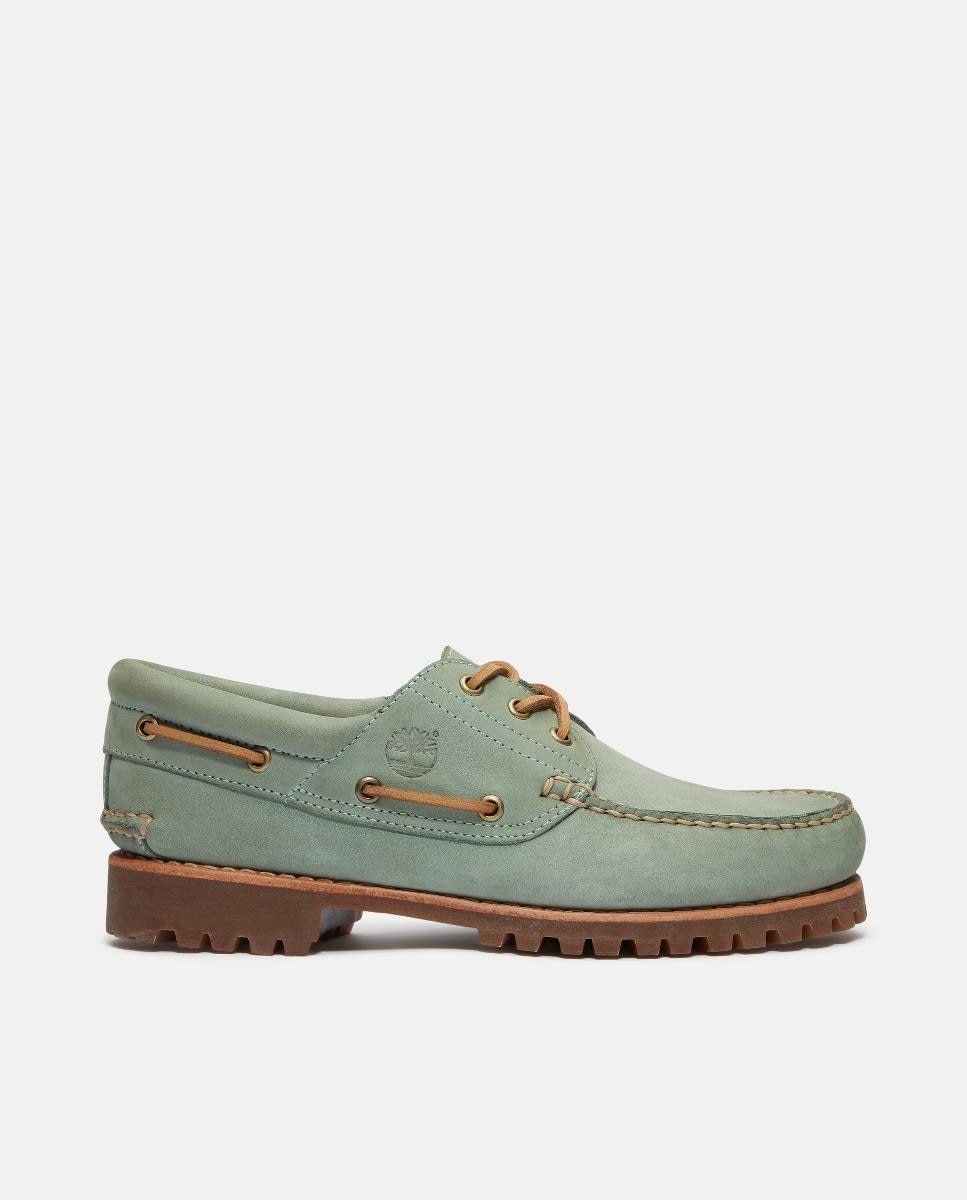 Náuticos de 3 Ilhós Cosidos à Mão Authentic Verde Aqua-1