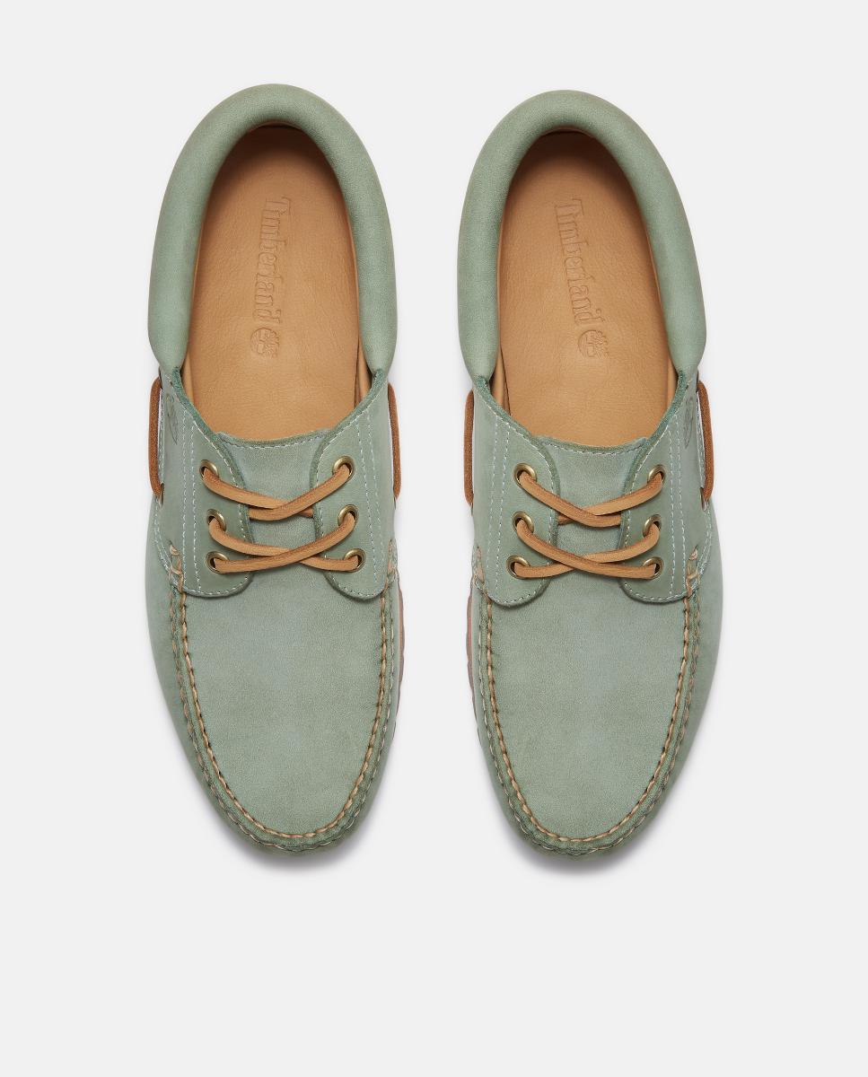 Náuticos de 3 Ilhós Cosidos à Mão Authentic Verde Aqua-2