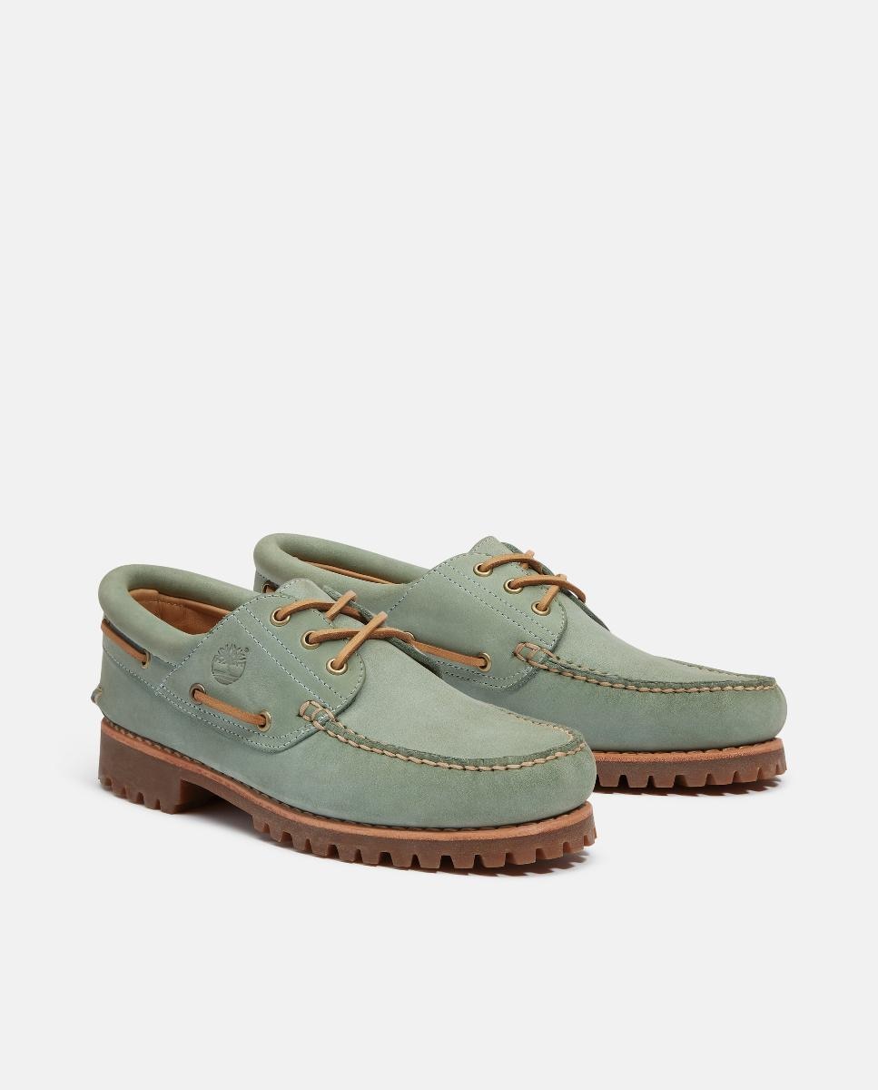 Náuticos de 3 Ilhós Cosidos à Mão Authentic Verde Aqua-4