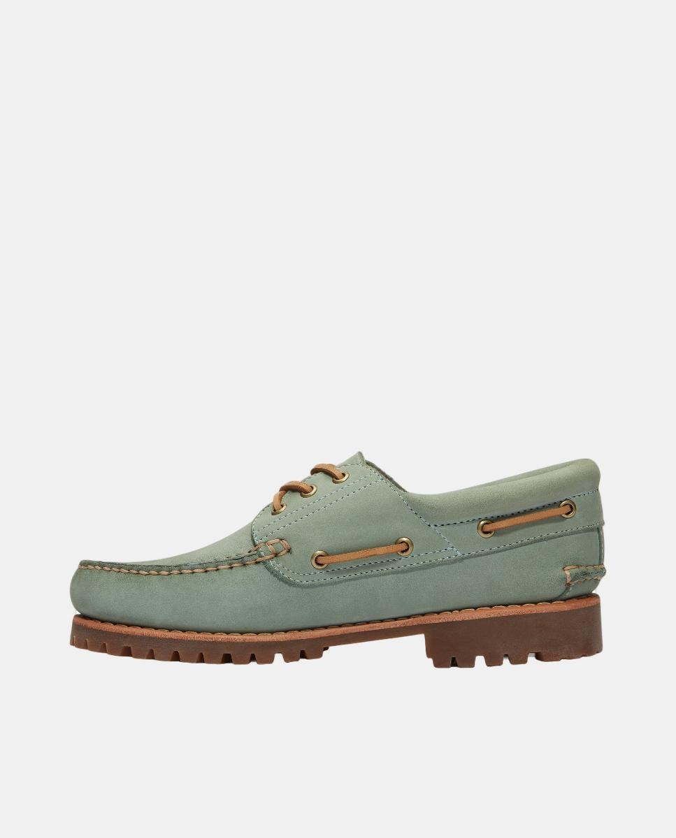 Náuticos de 3 Ilhós Cosidos à Mão Authentic Verde Aqua-6