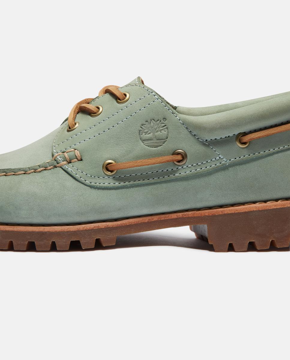 Náuticos de 3 Ilhós Cosidos à Mão Authentic Verde Aqua-7