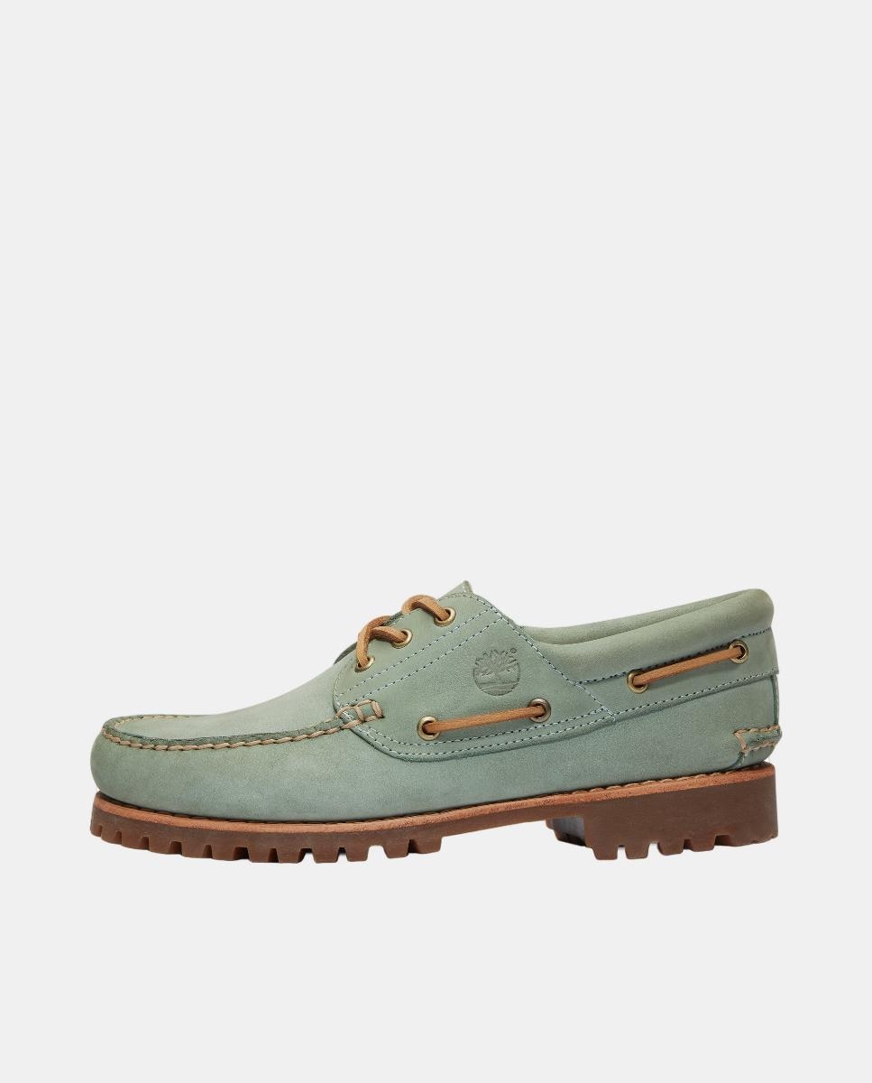 Náuticos de 3 Ilhós Cosidos à Mão Authentic Verde Aqua-8