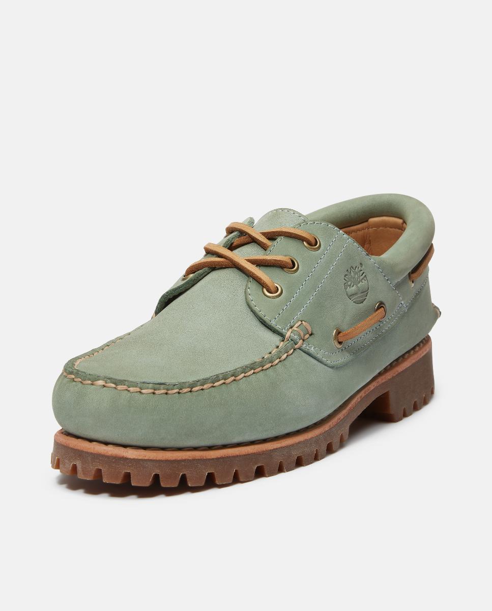 Náuticos de 3 Ilhós Cosidos à Mão Authentic Verde Aqua-9