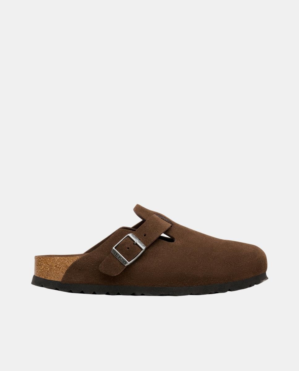 Zueco de mujer en ante y plantilla blanda - Birkenstock - Marrón oscuro Marrón oscuro-1
