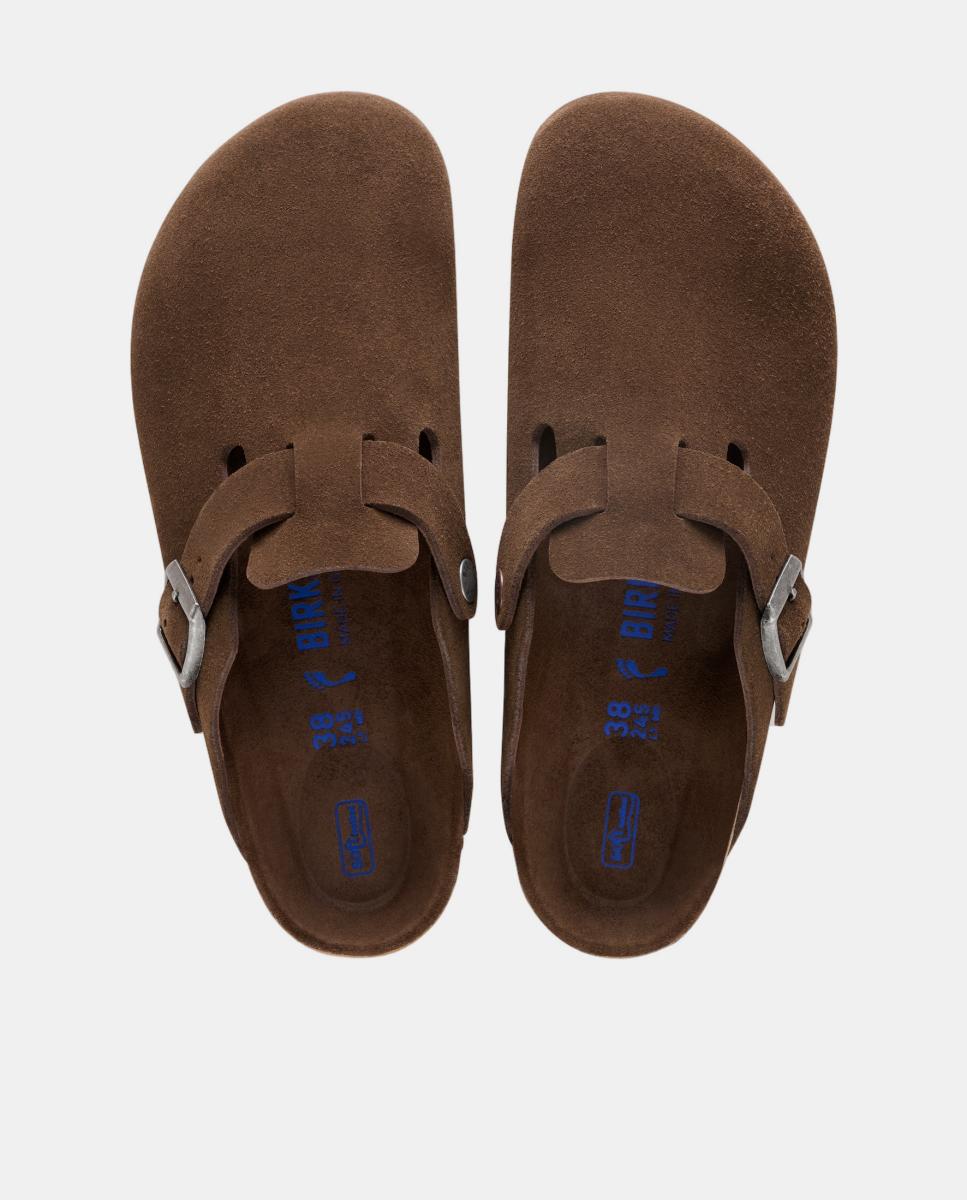 Zueco de mujer en ante y plantilla blanda - Birkenstock - Marrón oscuro Marrón oscuro-2